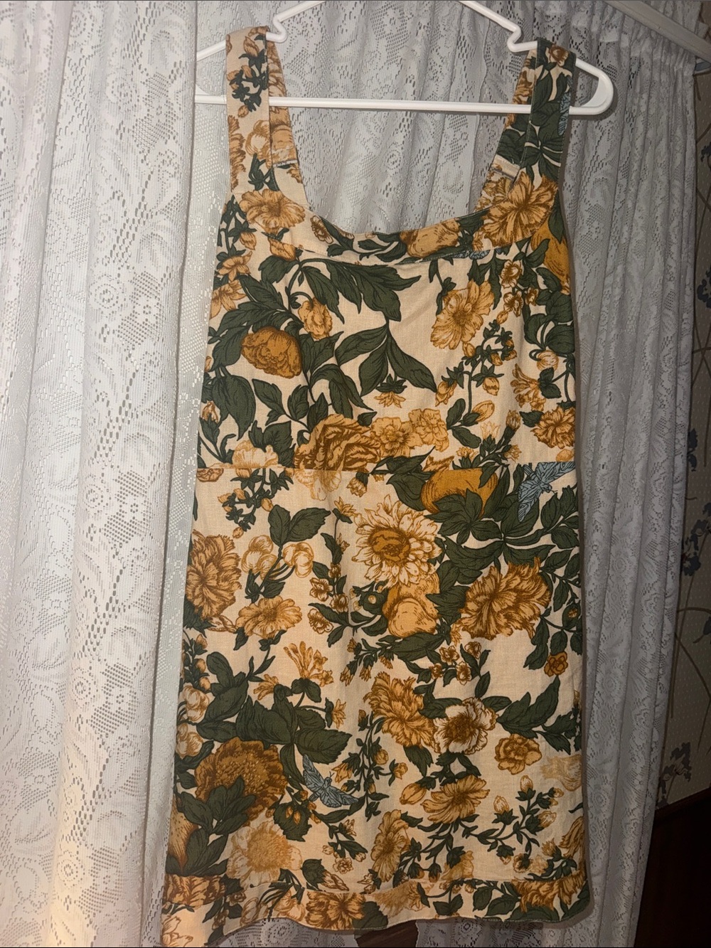 Abercrombie and Fitch Floral Tank Midi Dress in Mustard and Green